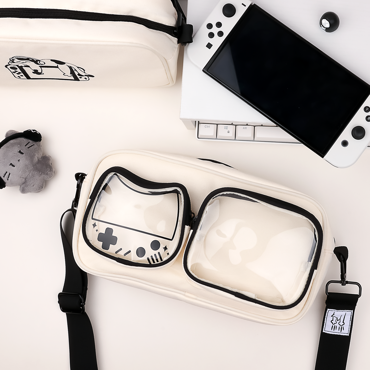 Gaming Console Display - Cat-Themed Gaming Crossbody Bag for Nintendo
