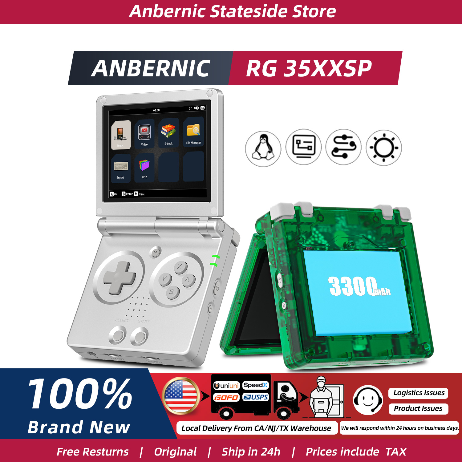 ANBERNIC RG35XXSP FILP 3.5 Inc - Gaming Console Years reseña y precio