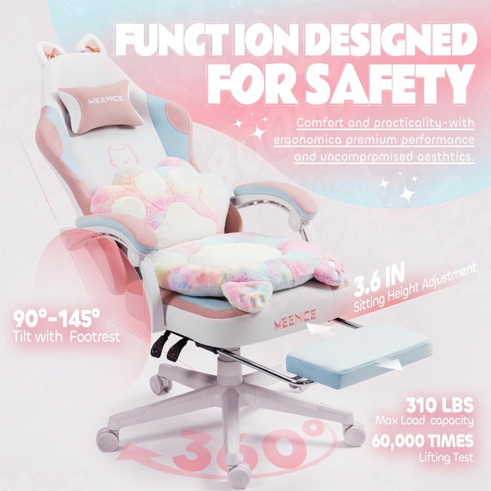 Gaming Chair Cute with Cat Ear - Gaming Chair Cushion reseña y precio