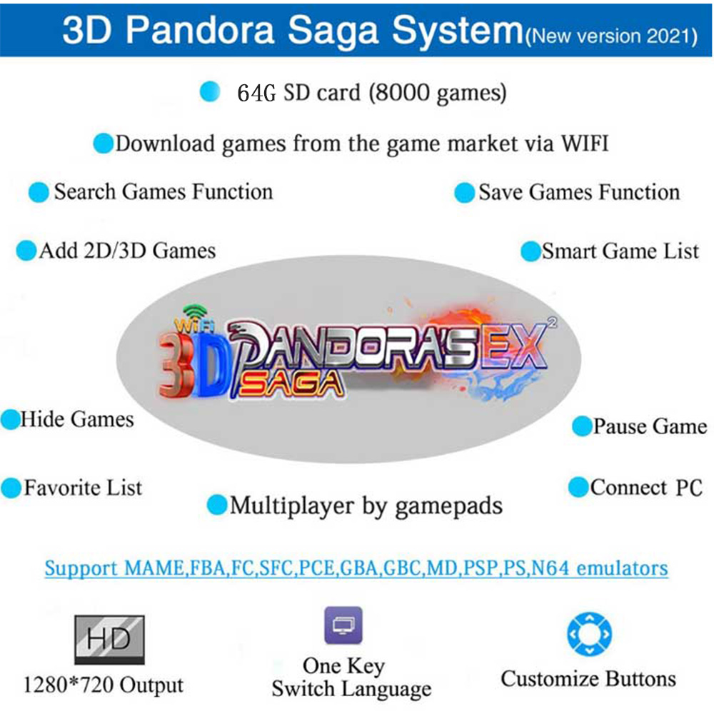 10000 in 1 3D Pandora Saga Box - Gaming Console Years reseña y precio